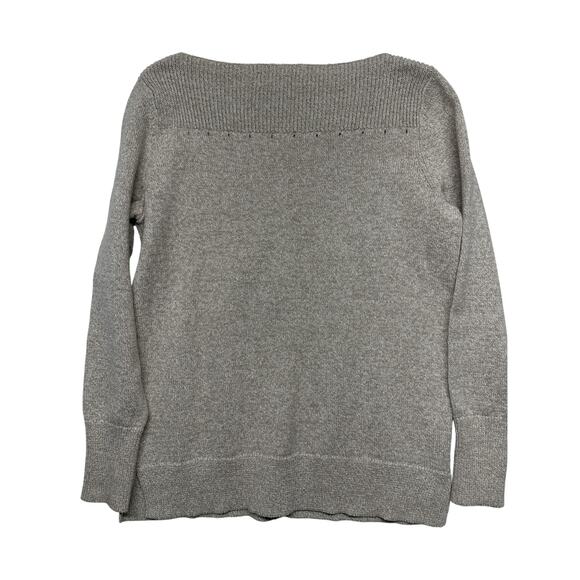 Loft Boatneck Oatmeal Knit Sweater Neutral Neck Detail NWOT Small Work Casual - Picture 2 of 10